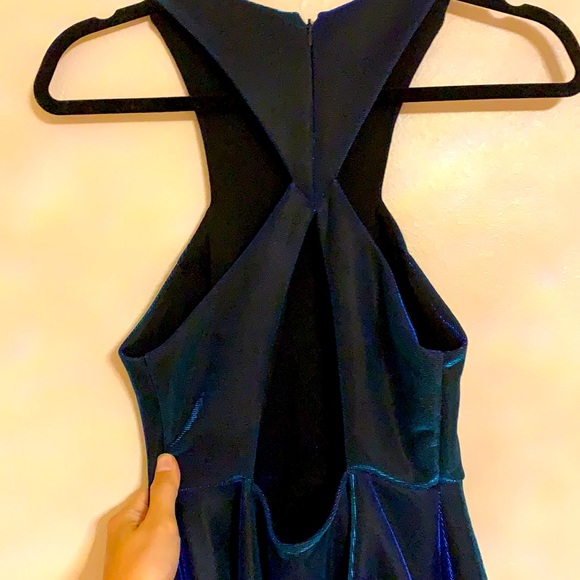 Silence+Noise Shiny Chromatic Blue Halter Dress XS - Picture 6 of 8